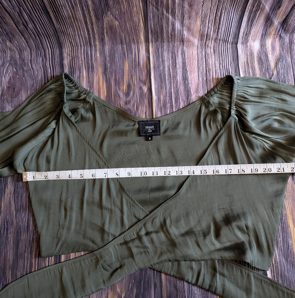 Reset By Jane Olive Green Tie-Front Blouse - Picture 5 of 8